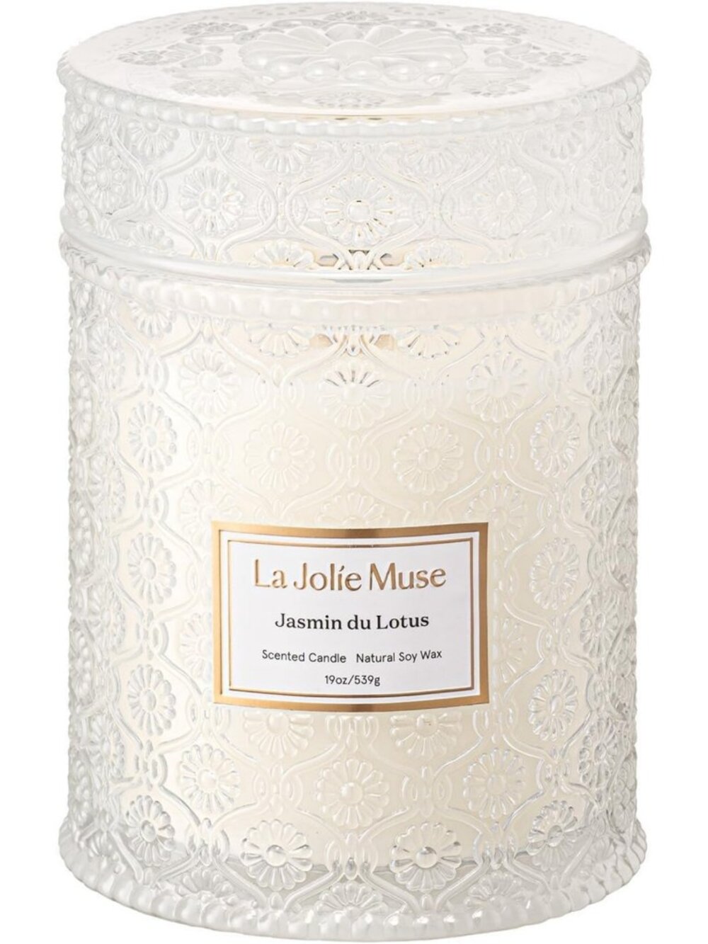 Jasmine Lotus Scented Candle - Natural Soy Wax, 19oz - Home Fragrance Gift